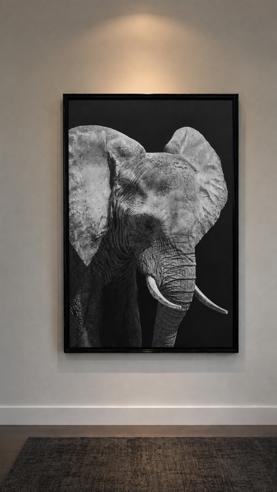Black & White Elephant Wall Art - Ready to Hang